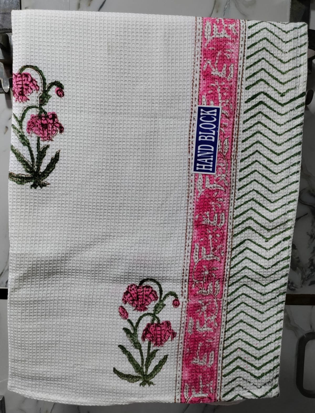 Handblock Printed Waffle Cotton Towel - Meher Gul