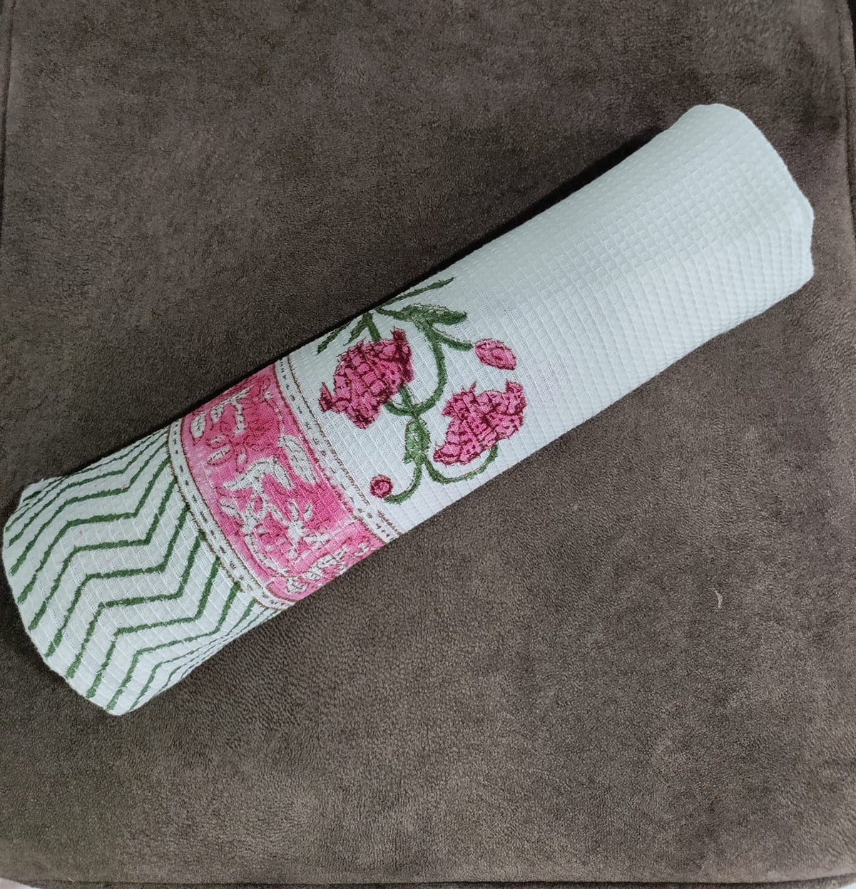 Handblock Printed Waffle Cotton Towel - Meher Gul