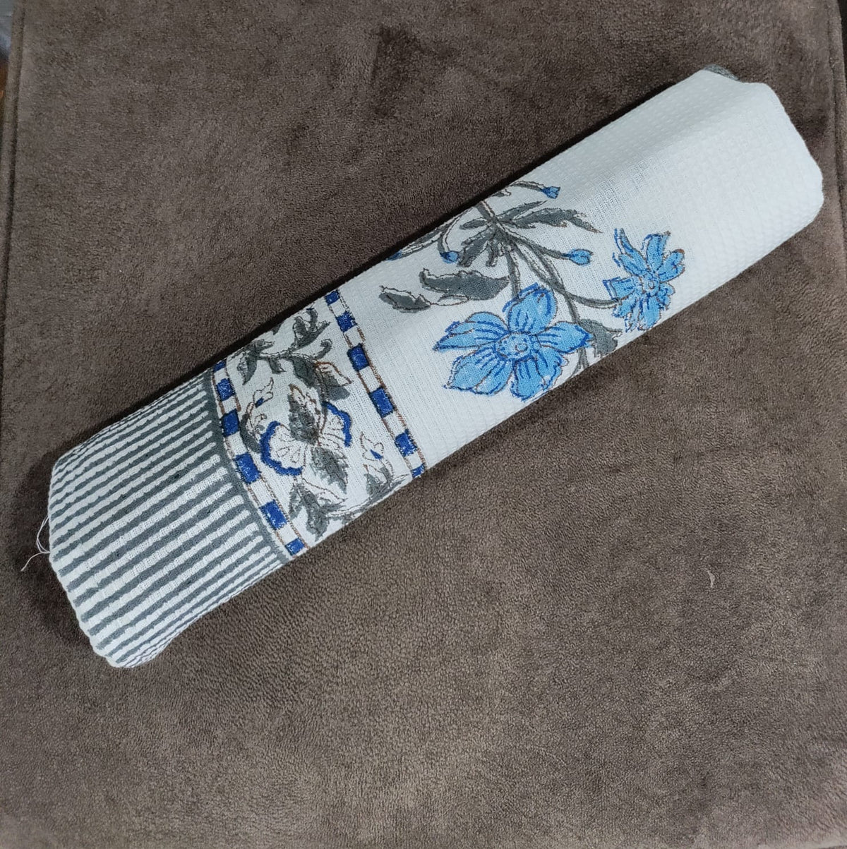 Handblock Printed Waffle Cotton Towel - Neel Bela