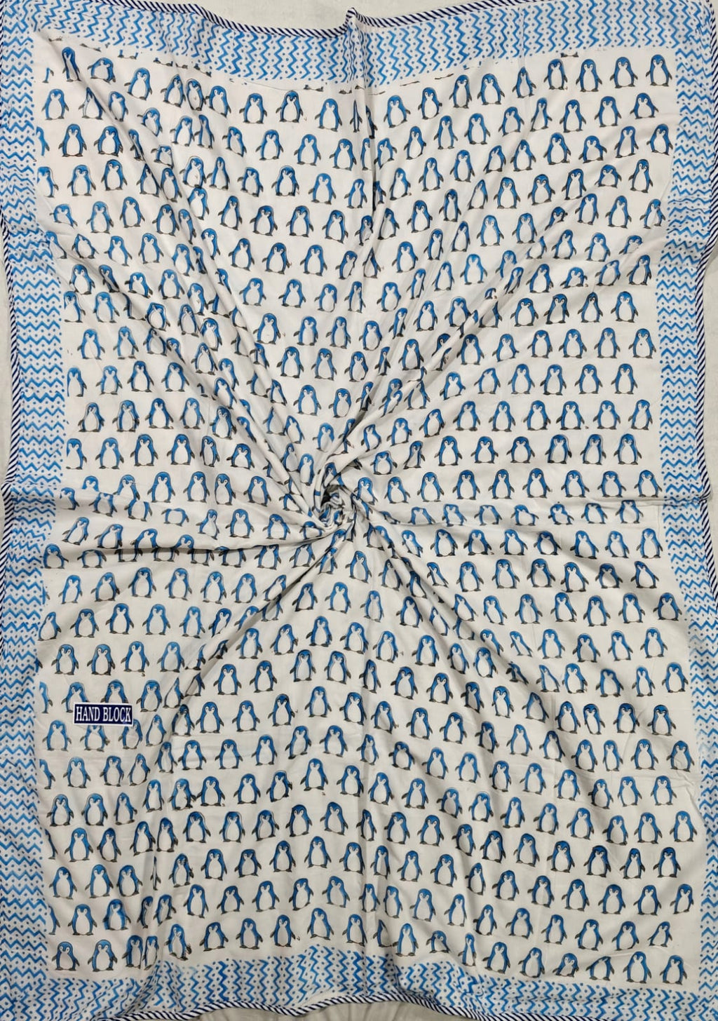 Reversible Handblock Printed Mulmul Baby Dohar - Polar Pals