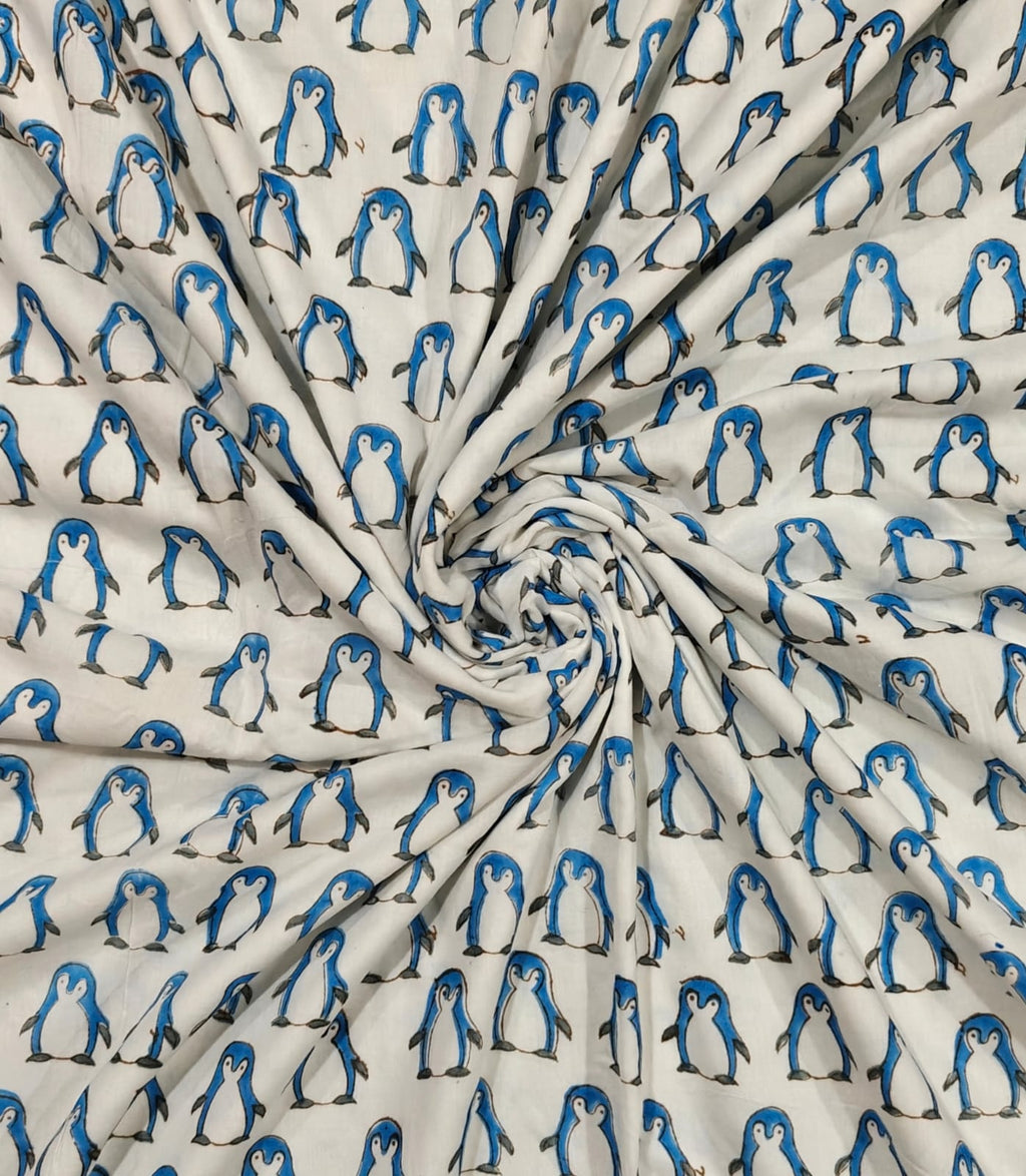 Reversible Handblock Printed Mulmul Baby Dohar - Polar Pals