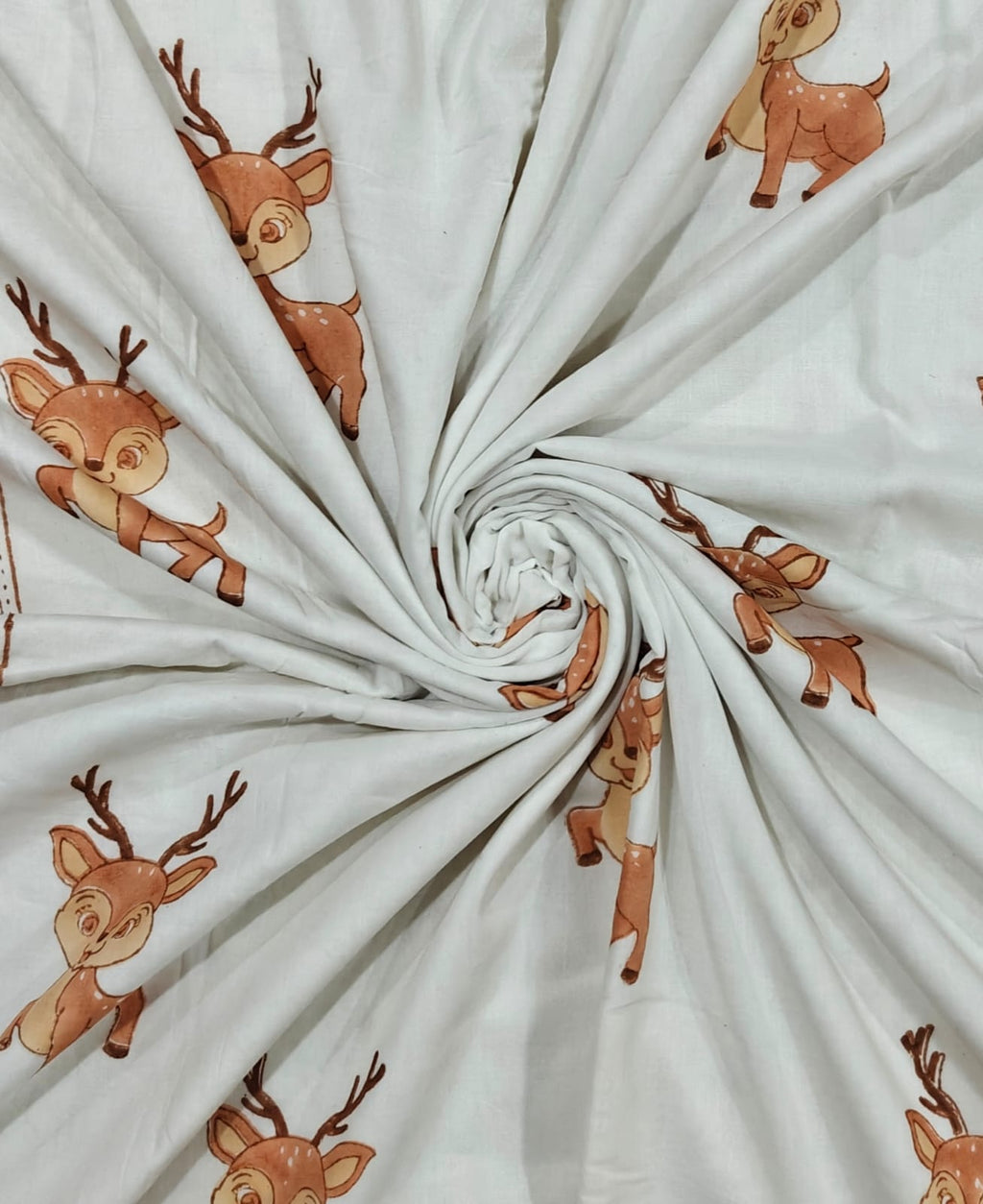 Reversible Handblock Printed Mulmul Baby Dohar - Little Fawn