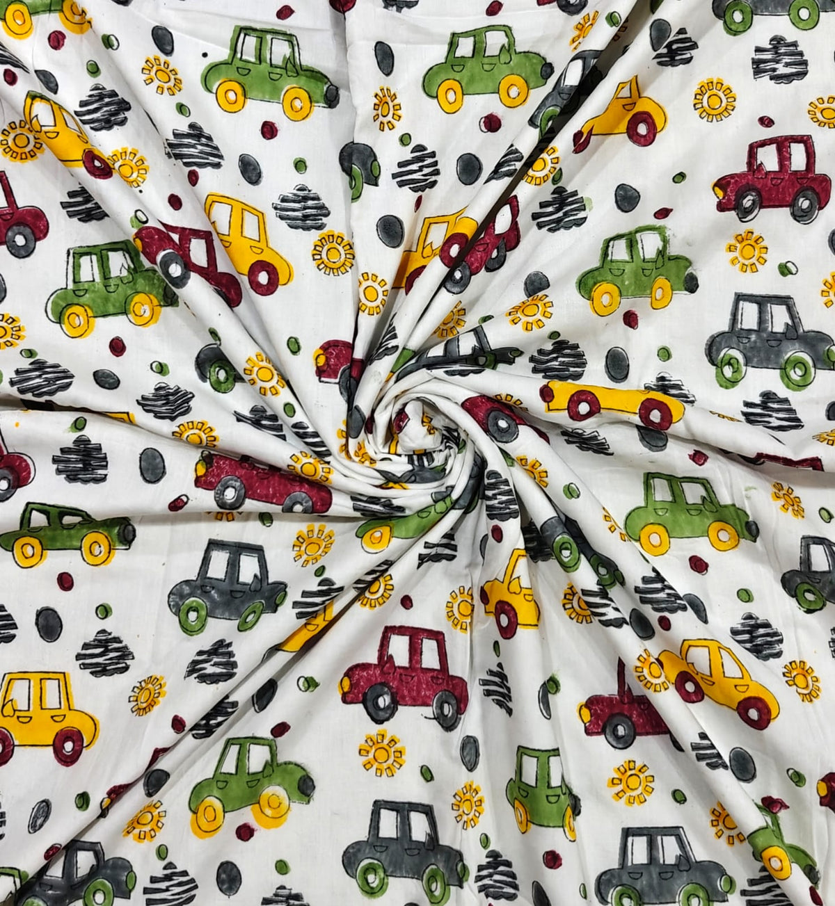 Reversible Handblock Printed Mulmul Baby Dohar - Traffic Parade