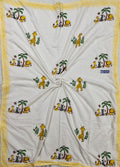 Reversible Handblock Printed Mulmul Baby Dohar - Safari Smiles