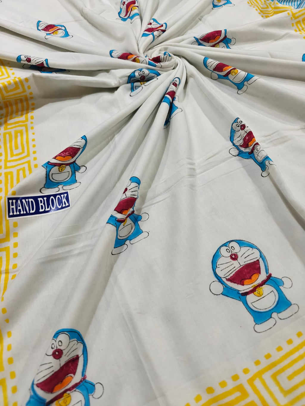 Reversible Handblock Printed Mulmul Baby Dohar - Blue Buddy Bloom