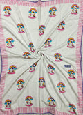Reversible Handblock Printed Mulmul Baby Dohar - Unicorn Wishes
