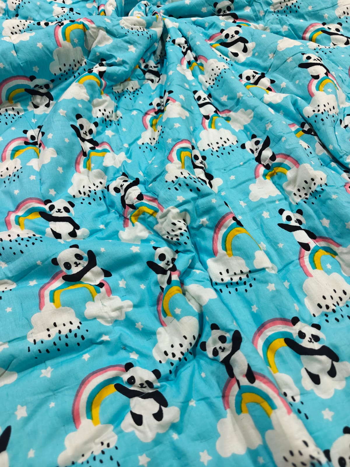 Mulmul Baby Quilt - Panda Sky