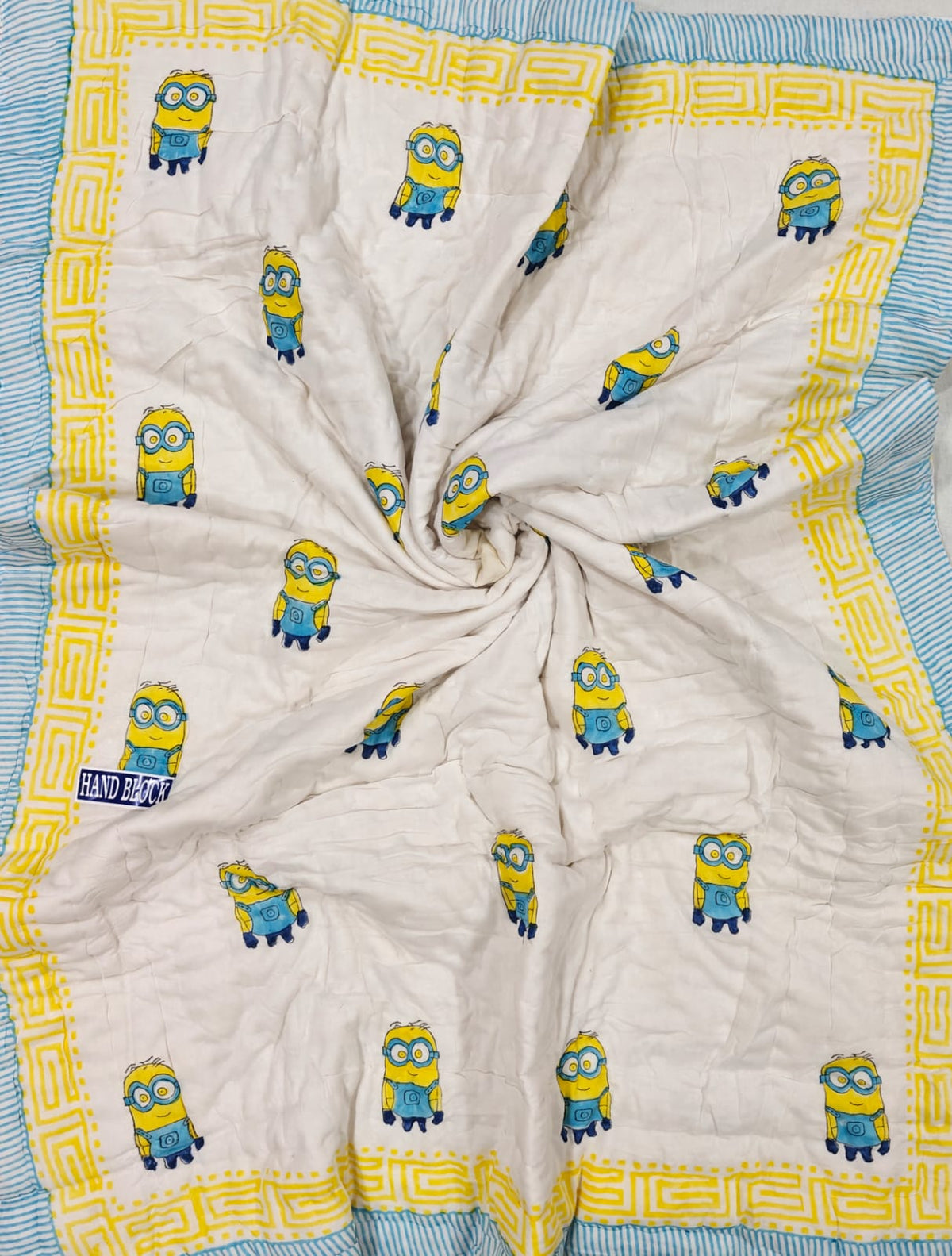 Handblock Printed Mulmul Baby Quilt - Sunshine Buddy
