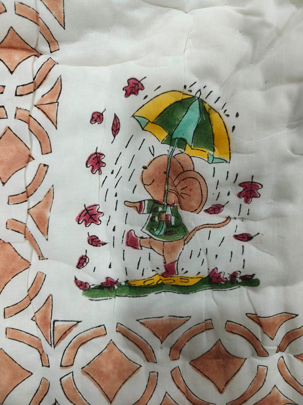 Handblock Printed Mulmul Baby Quilt - Monsoon Ellie