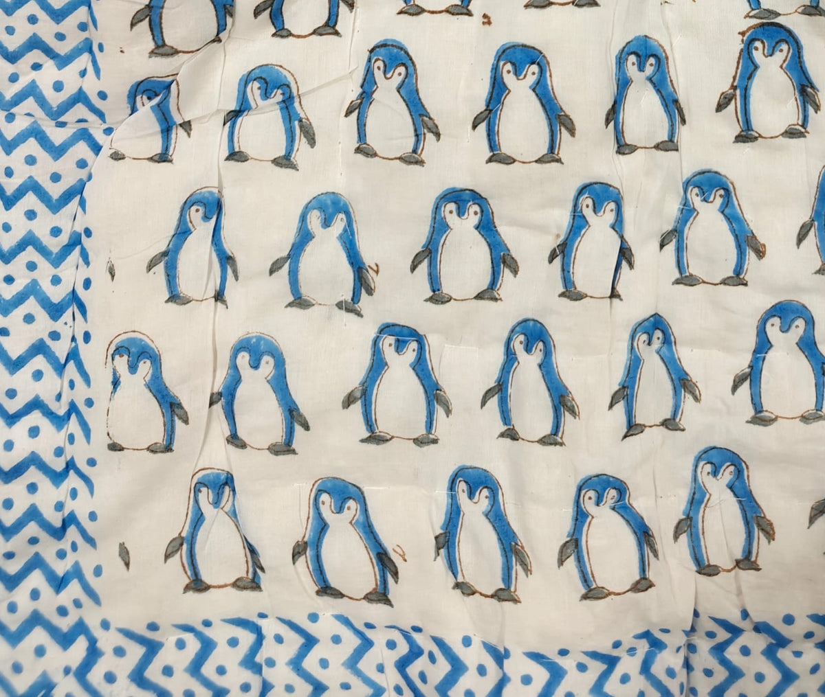 Handblock Printed Mulmul Baby Quilt - Polar Pals