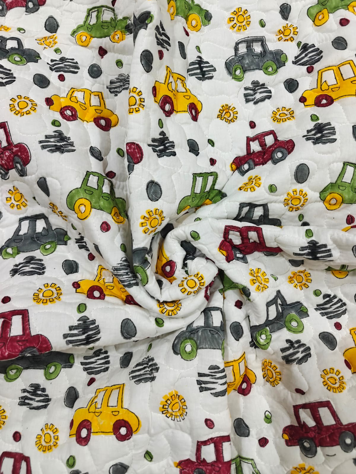 Reversible Handblock Printed Mulmul Baby Comforter - Traffic Parade