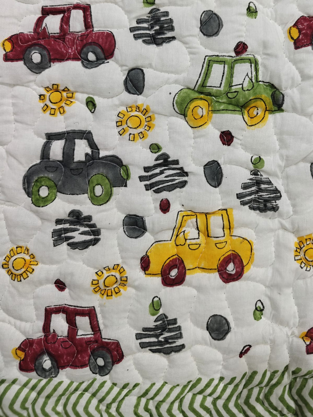 Reversible Handblock Printed Mulmul Baby Comforter - Traffic Parade