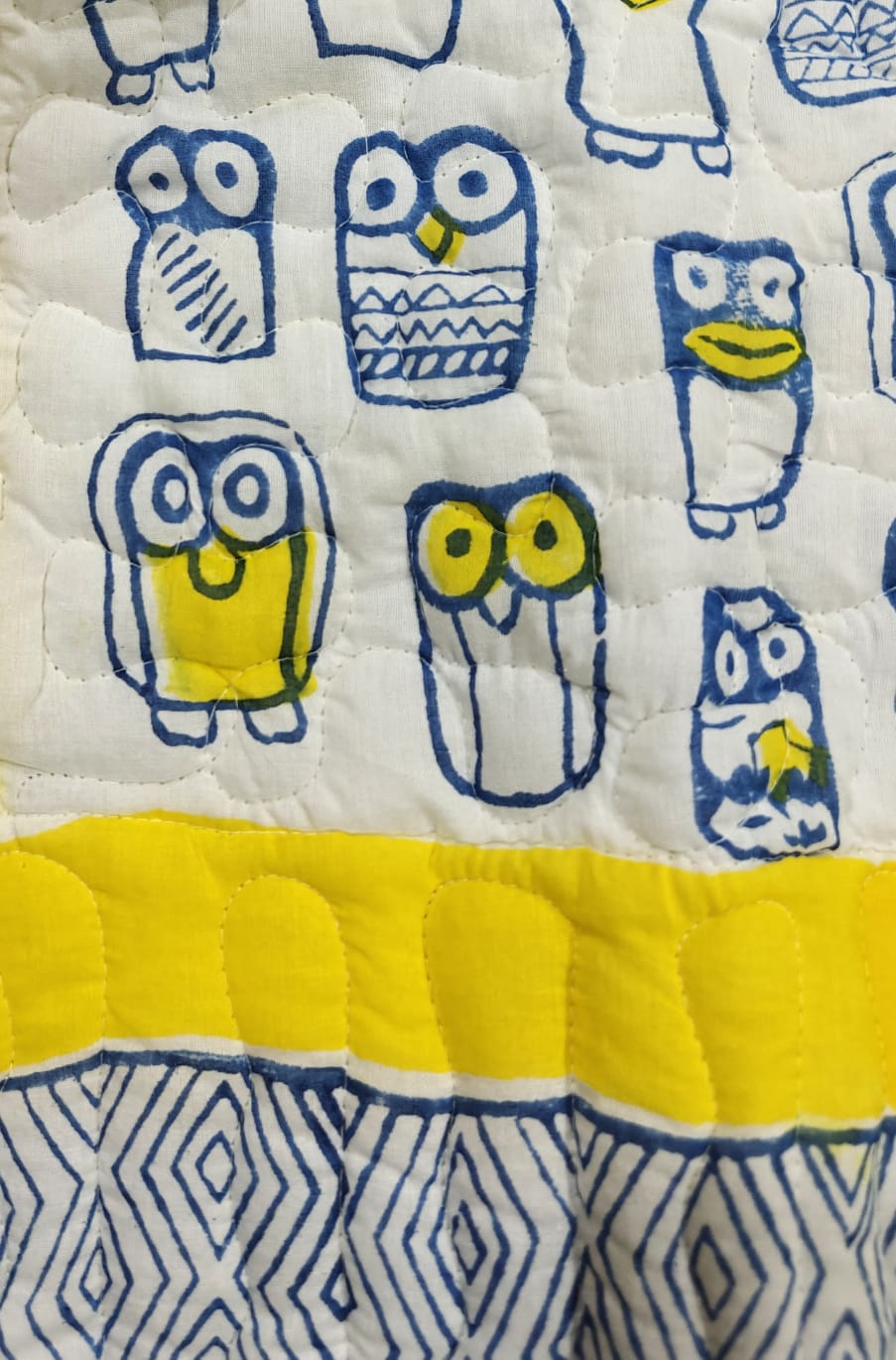 Reversible Handblock Printed Mulmul Baby Comforter - Little Wise Owls