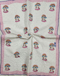 Reversible Handblock Printed Mulmul Baby Comforter - Unicorn Wishes