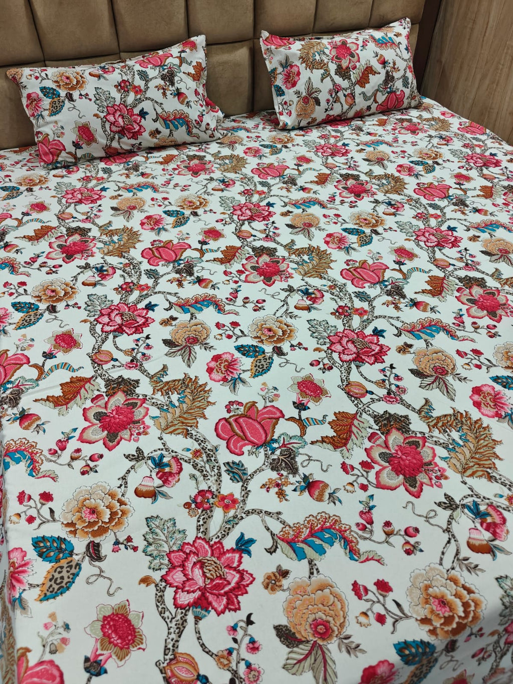Anokhi Floral 100% Cotton King Bedsheet Set with 2 Pillow Covers
