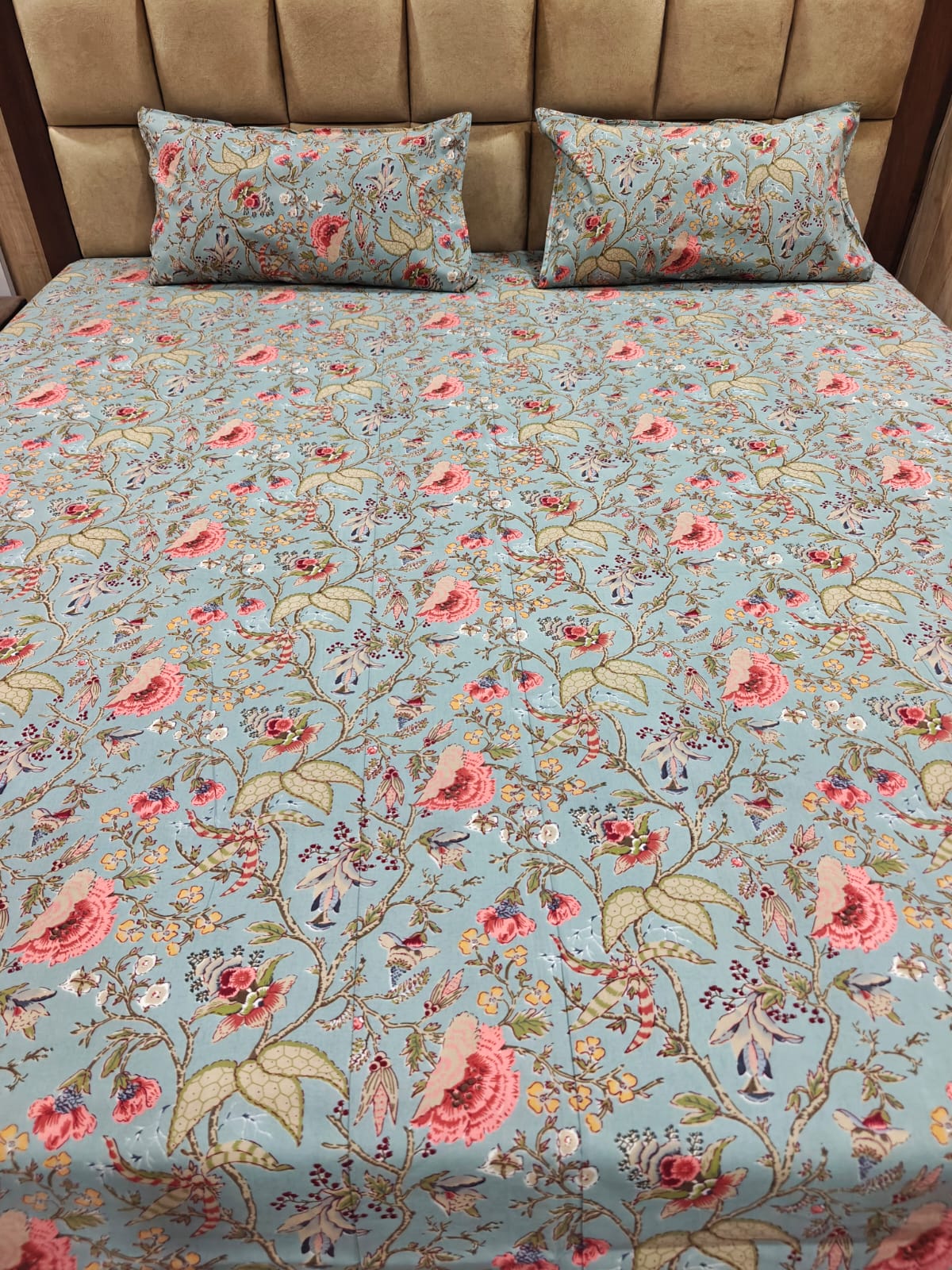 Anokhi Floral 100% Cotton King Bedsheet Set with 2 Pillow Covers