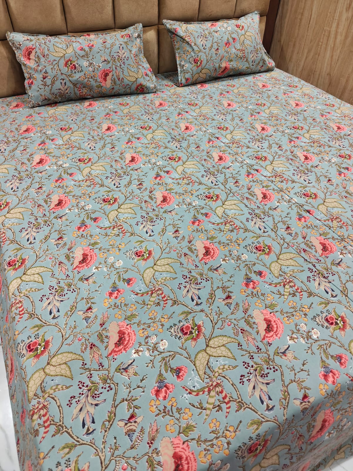 Anokhi Floral 100% Cotton King Bedsheet Set with 2 Pillow Covers