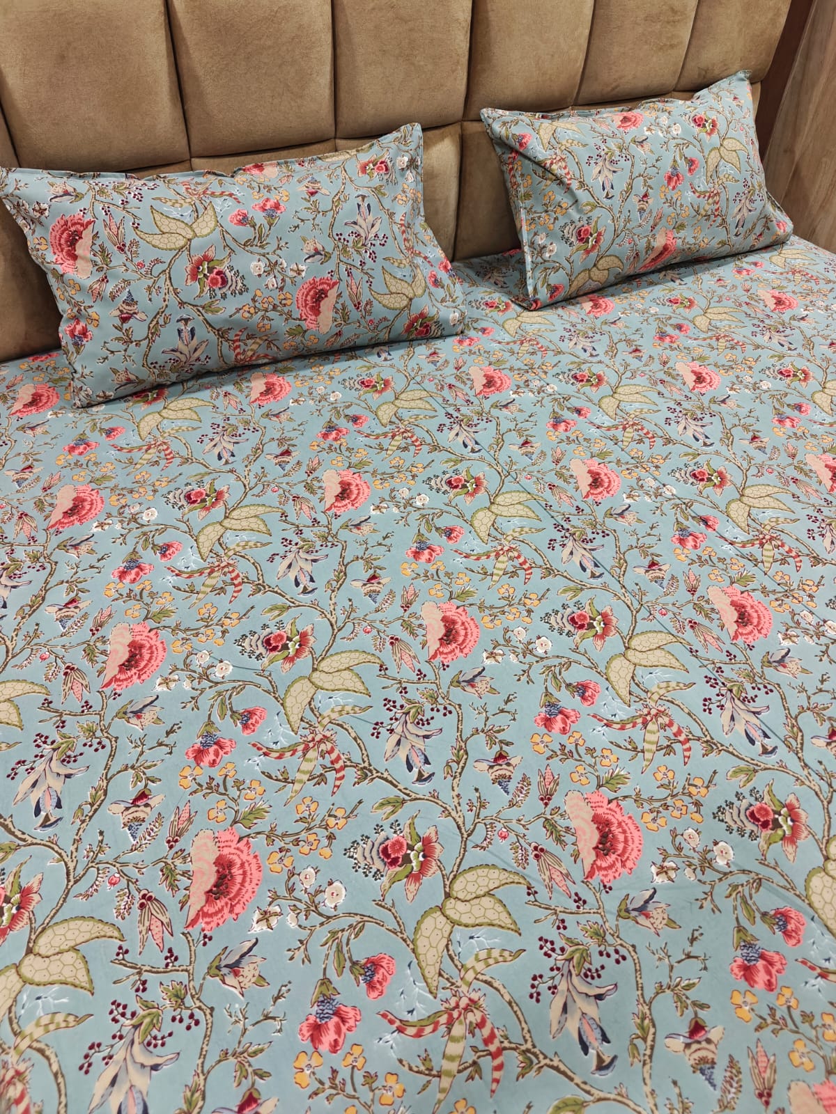 Anokhi Floral 100% Cotton King Bedsheet Set with 2 Pillow Covers