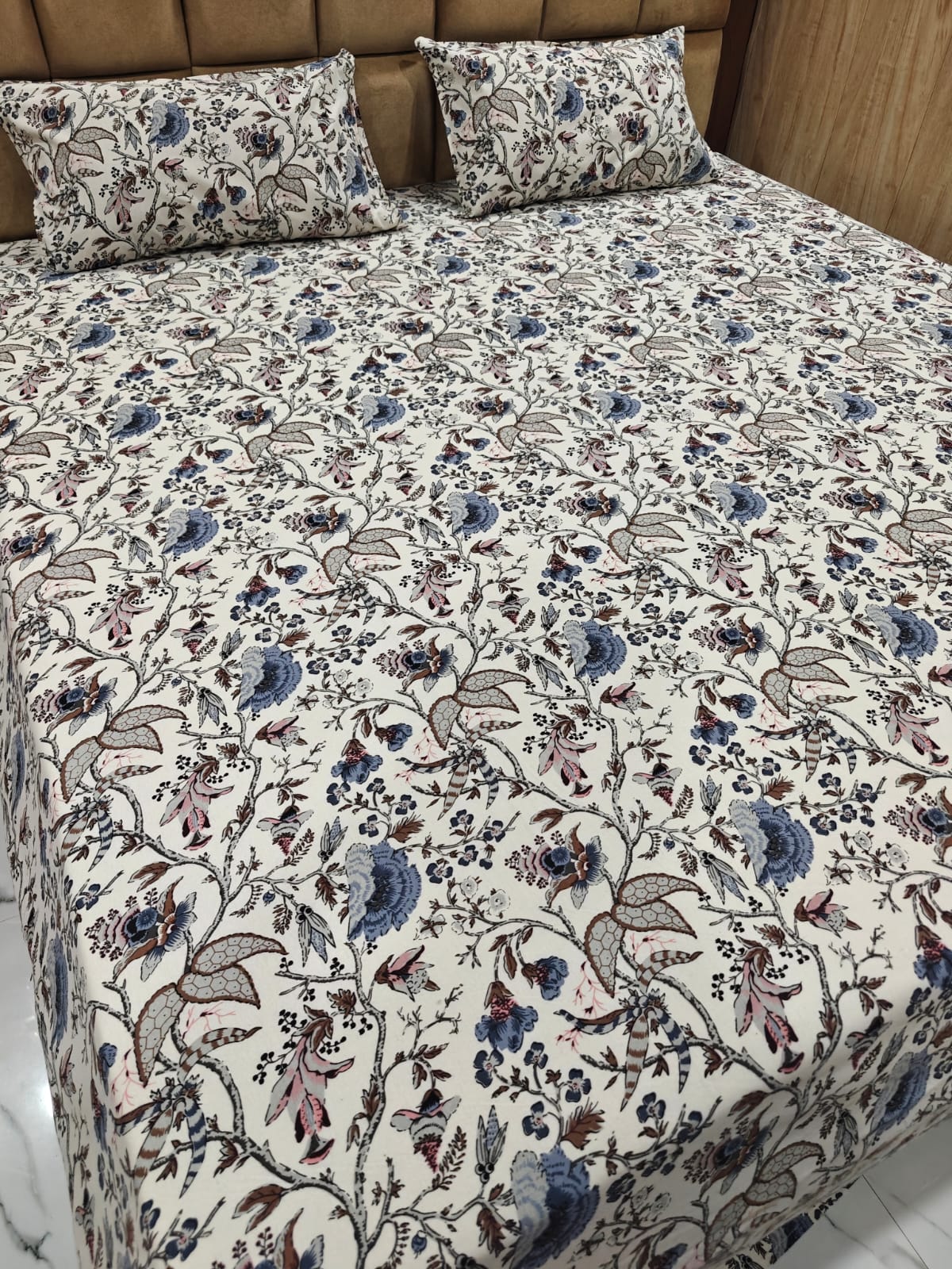 Anokhi Floral 100% Cotton King Bedsheet Set with 2 Pillow Covers