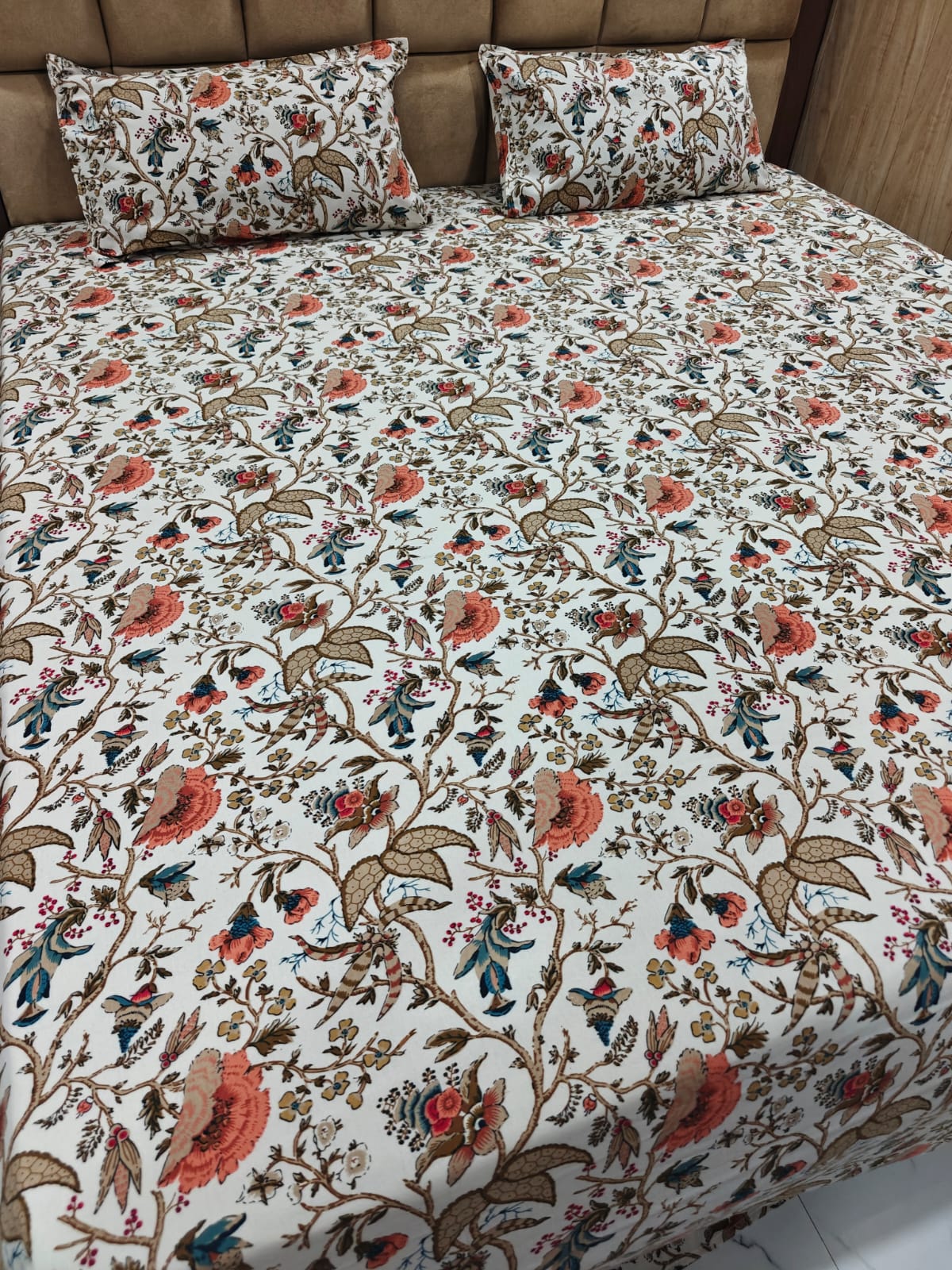 Anokhi Floral 100% Cotton King Bedsheet Set with 2 Pillow Covers