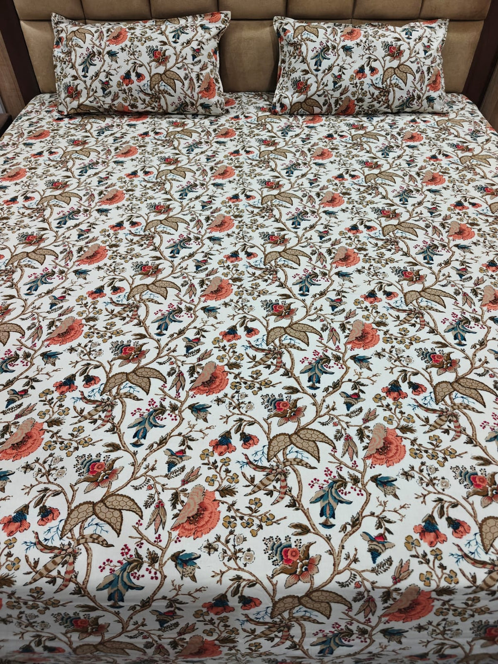 Anokhi Floral 100% Cotton King Bedsheet Set with 2 Pillow Covers