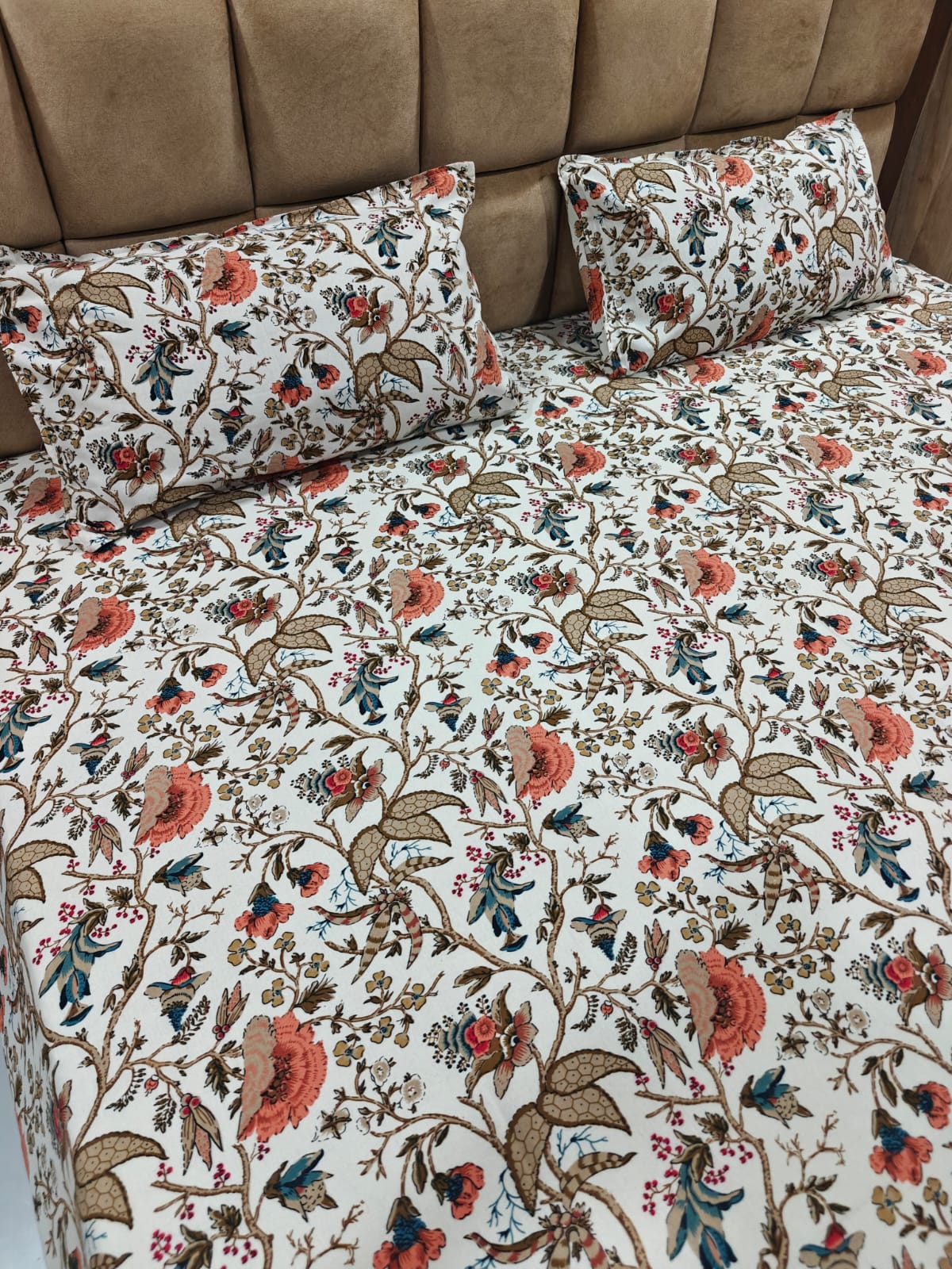 Anokhi Floral 100% Cotton King Bedsheet Set with 2 Pillow Covers