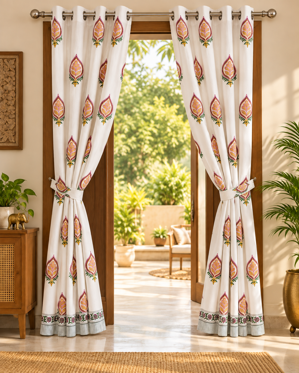 Handblock Printed Cotton Door Curtain - Meher Ambi