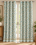 Handblock Printed Cotton Door Curtain - Firoza Bel