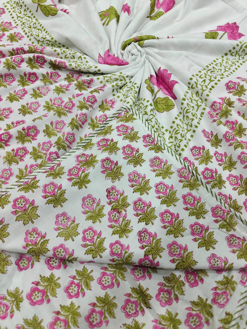 Handblock Printed Mulmul King Double Dohar - Padma Hathi
