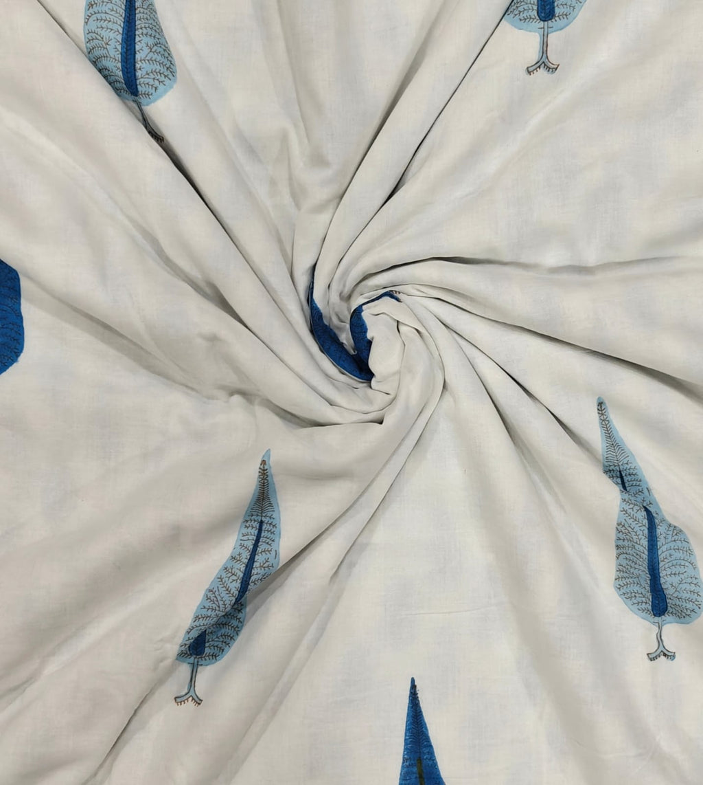 Handblock Printed Mulmul King Double Dohar - Neel Pankh