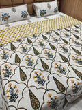 Handblock Printed Mulmul King Double Dohar - Kesari Mehraab