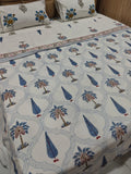 Handblock Printed Mulmul King Double Dohar - Neel Mahal