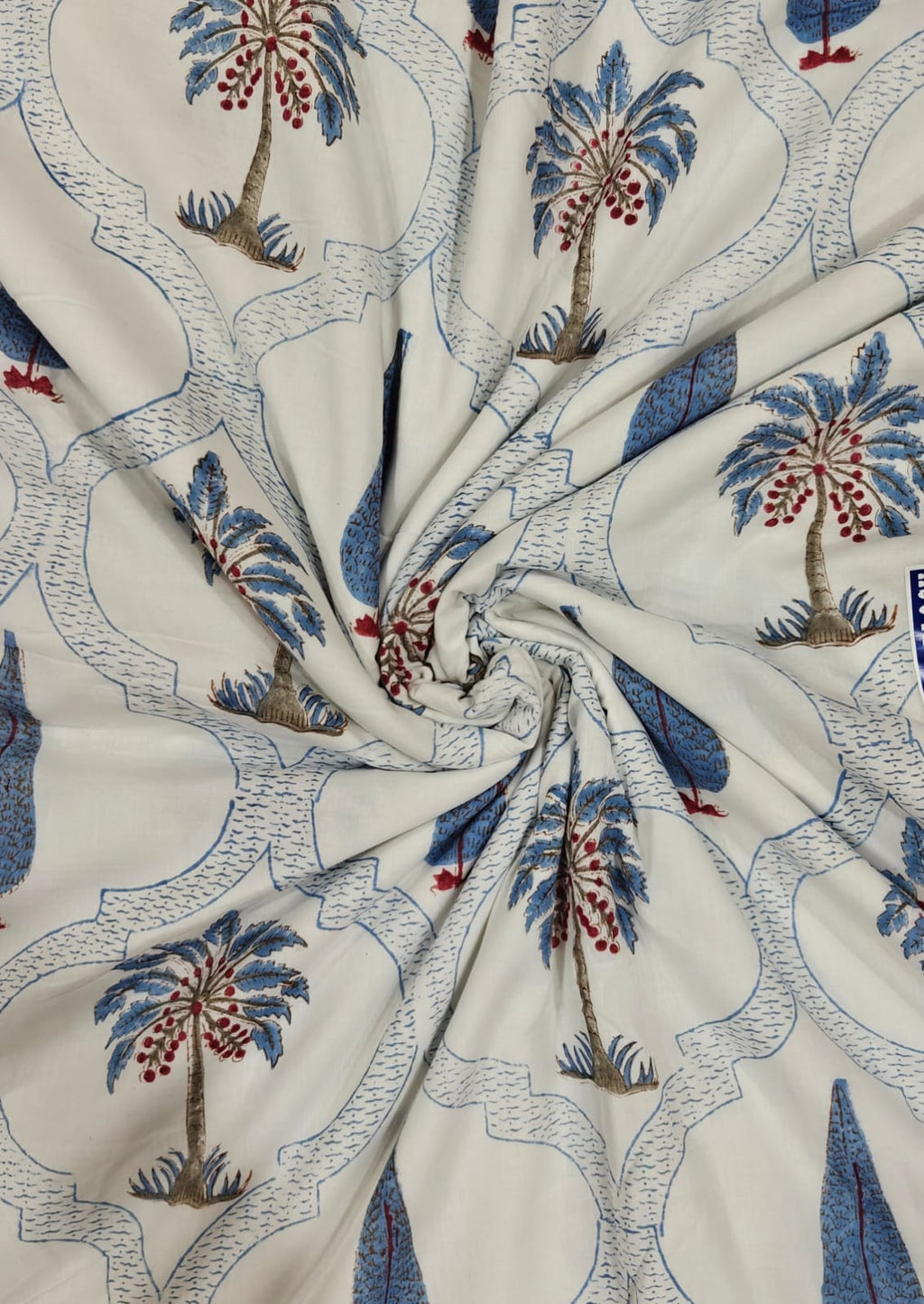 Handblock Printed Mulmul King Double Dohar - Neel Mahal