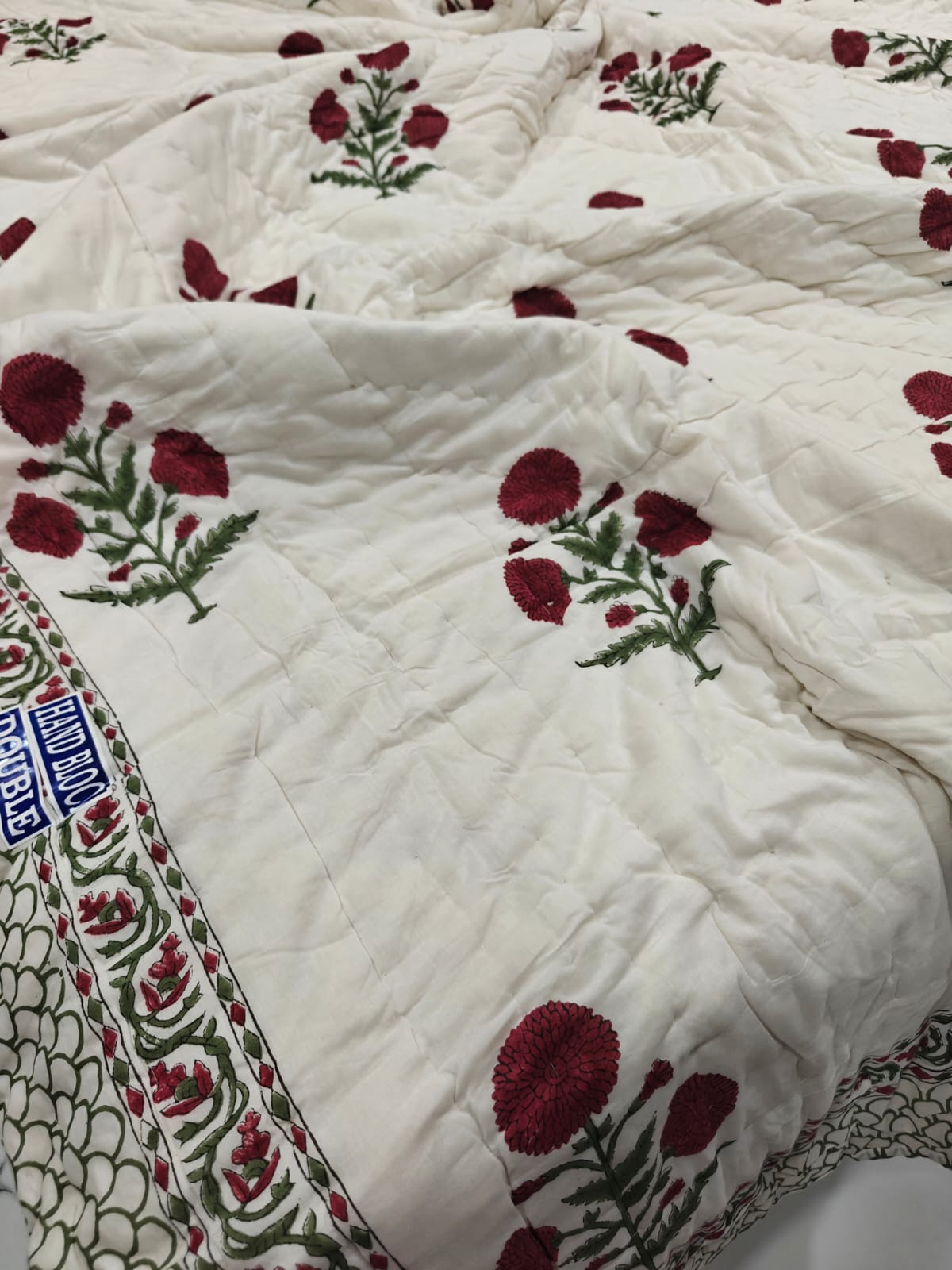 Premium Reversible Handblock Printed Mulmul King Quilt - Mehrun Bagh