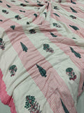 Premium Reversible Mulmul King Quilt - Gulabi Van