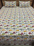 Kids 100% Cotton 250 TC King Bedsheet Set - Traffic Parade