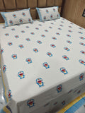 Kids 100% Cotton 250 TC King Bedsheet Set - Blue Buddy Bloom