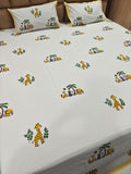 Kids 100% Cotton 250 TC King Bedsheet Set - Safari Smiles