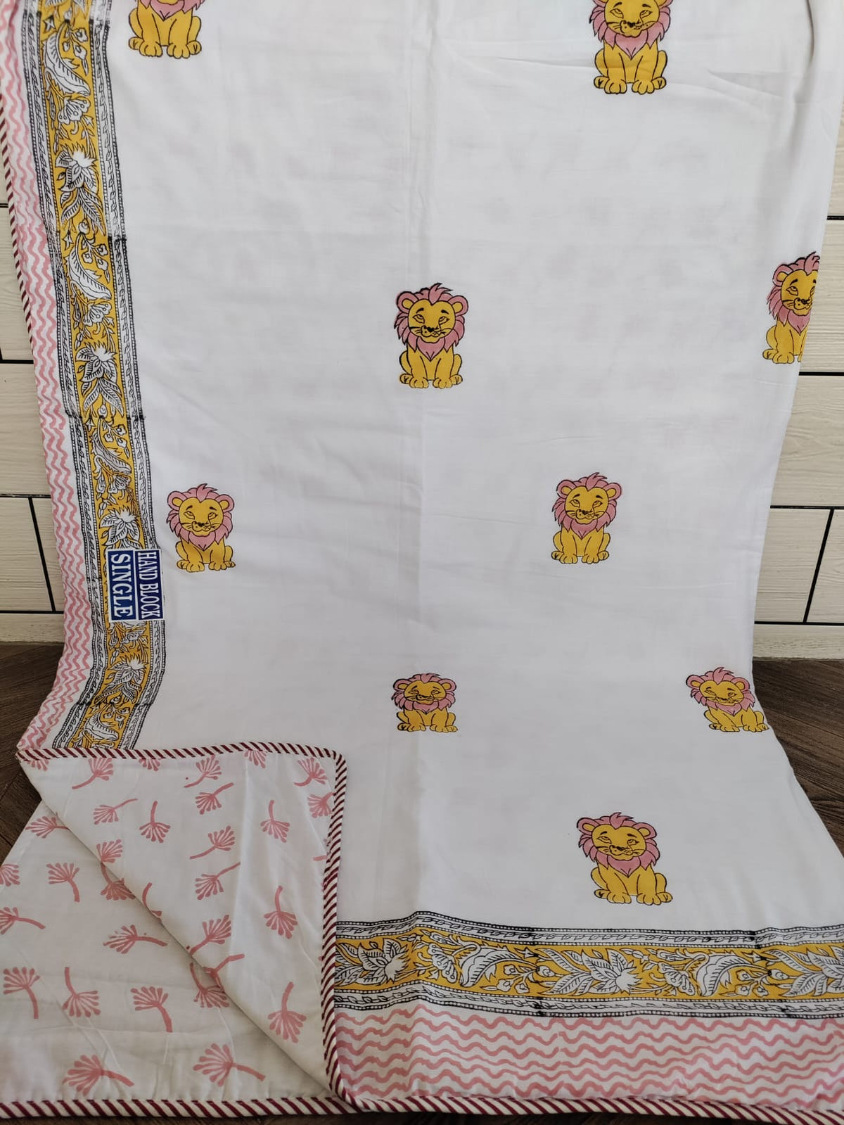 Kids Handblock Printed Mulmul Single Dohar - Little Lion