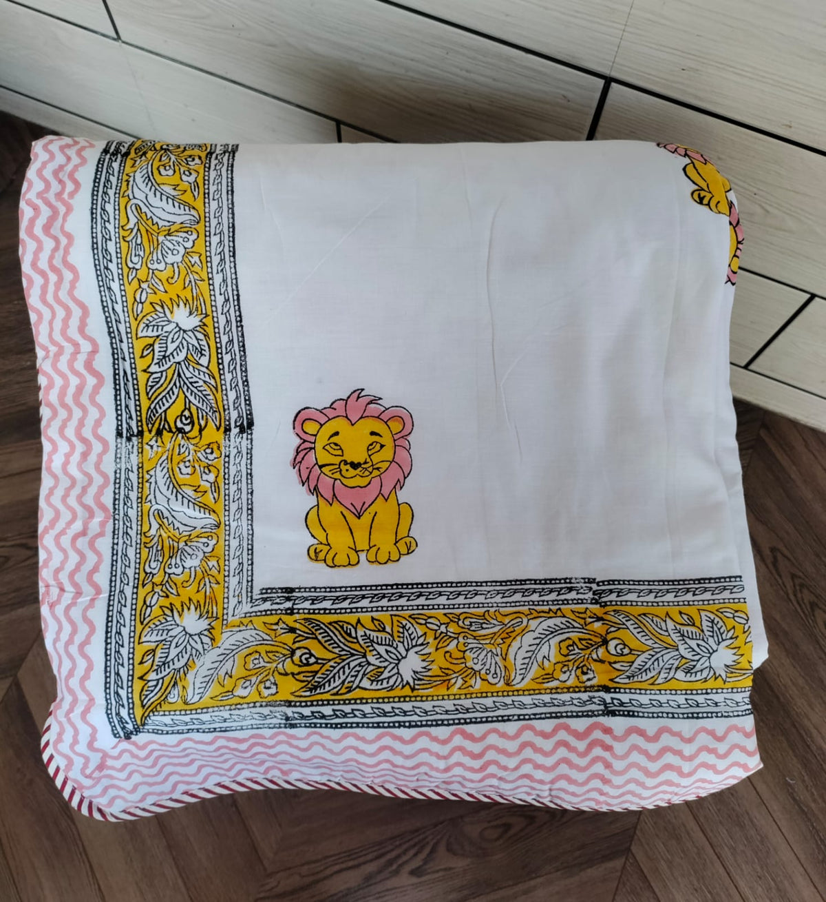 Kids Handblock Printed Mulmul Single Dohar - Little Lion