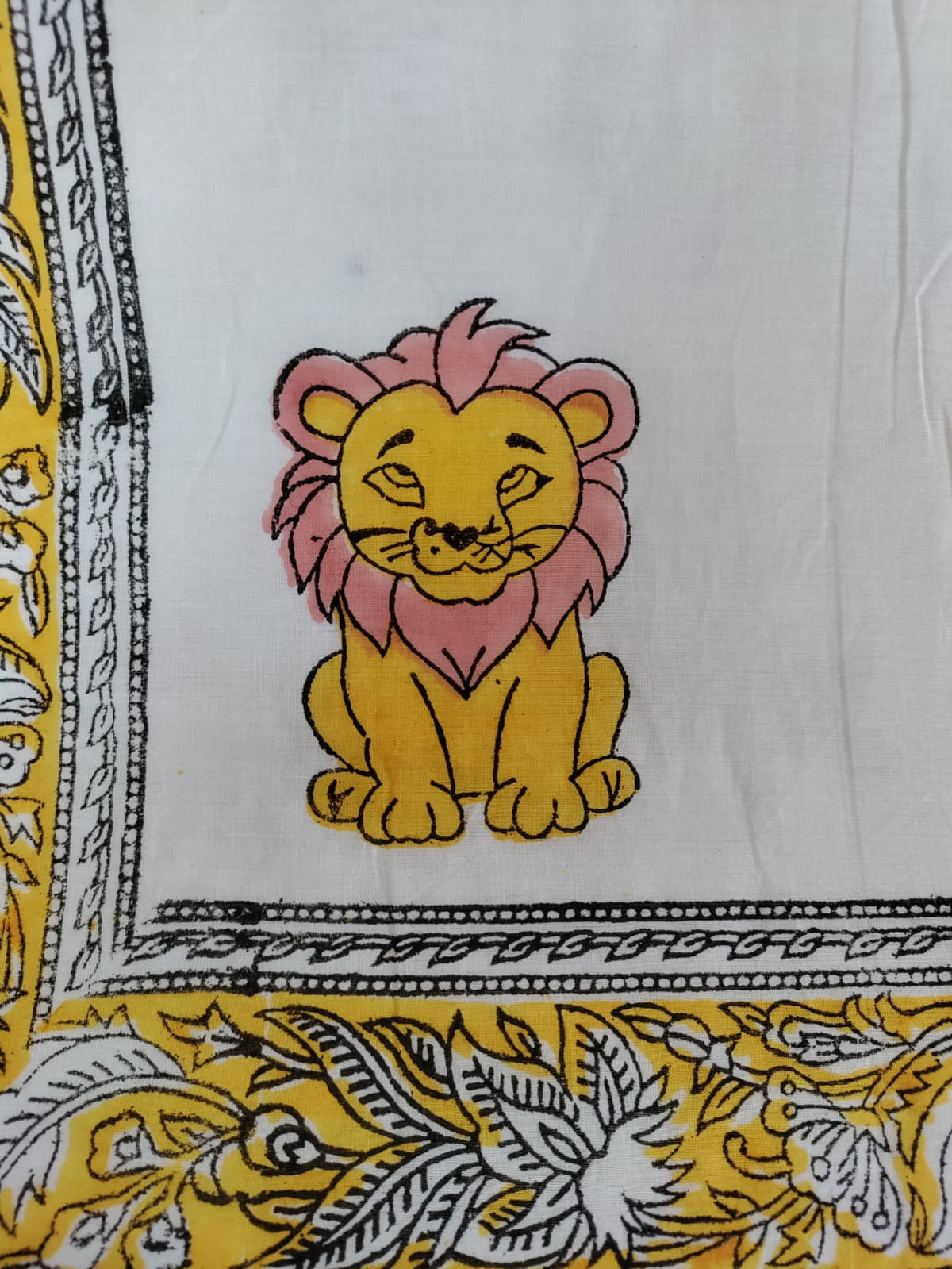 Kids Handblock Printed Mulmul Single Dohar - Little Lion