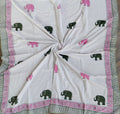 Kids Handblock Printed Mulmul Single Dohar - Pink Ellie
