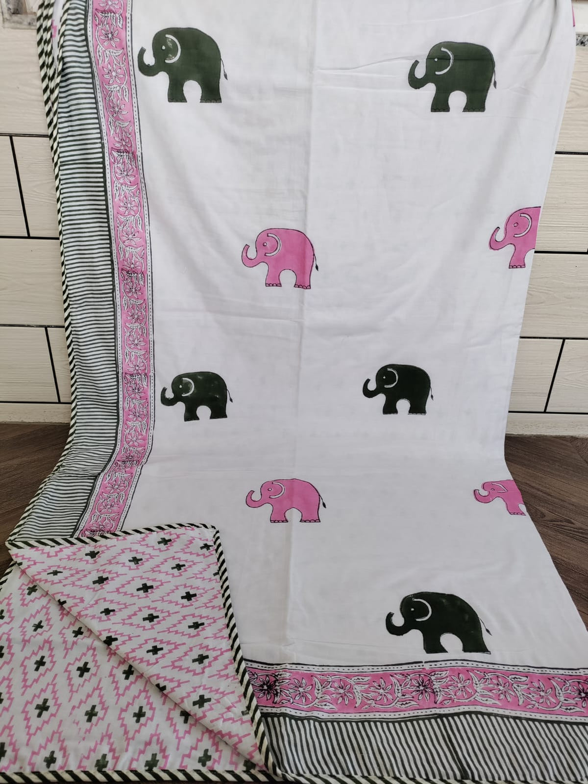 Kids Handblock Printed Mulmul Single Dohar - Pink Ellie