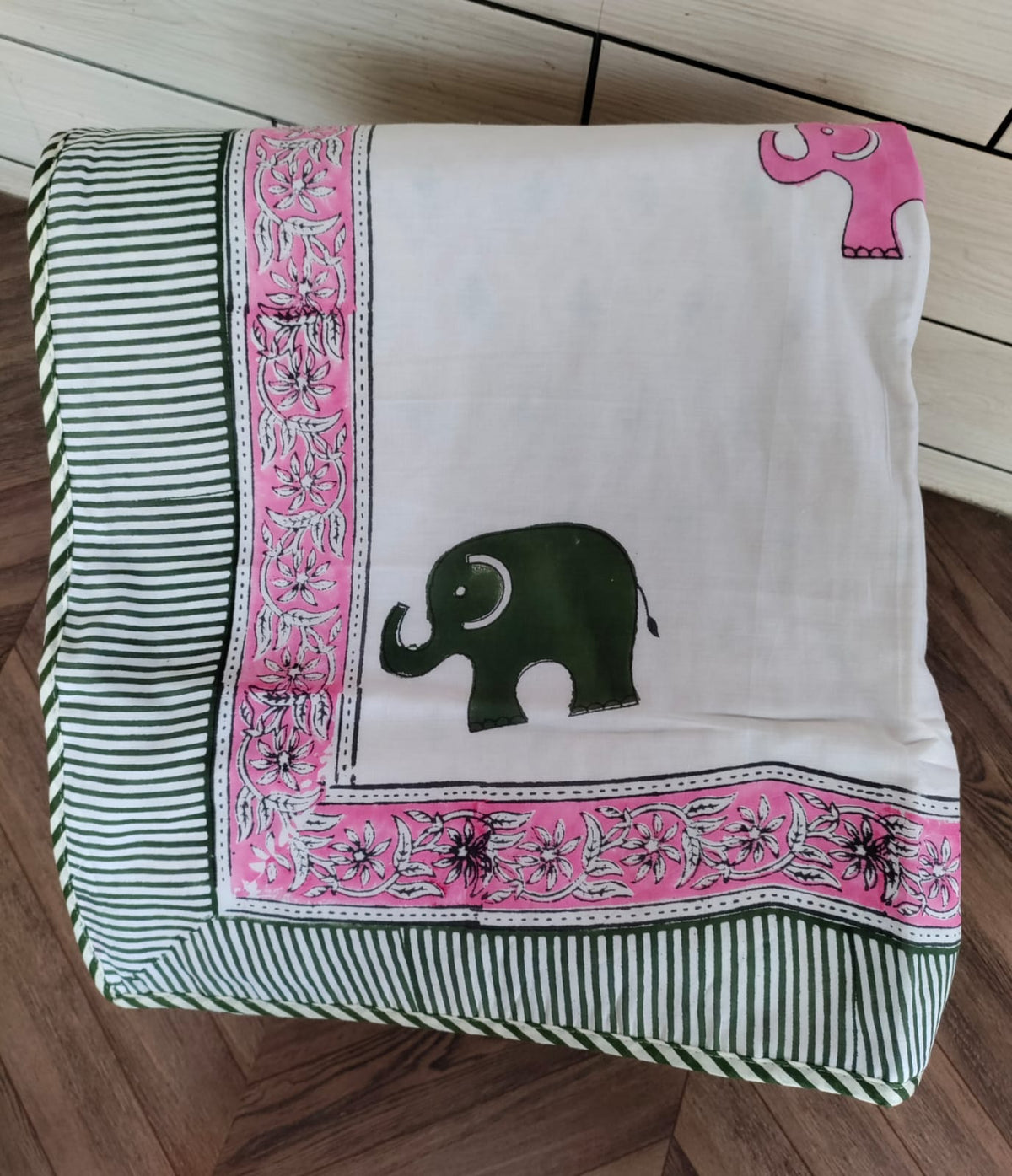 Kids Handblock Printed Mulmul Single Dohar - Pink Ellie