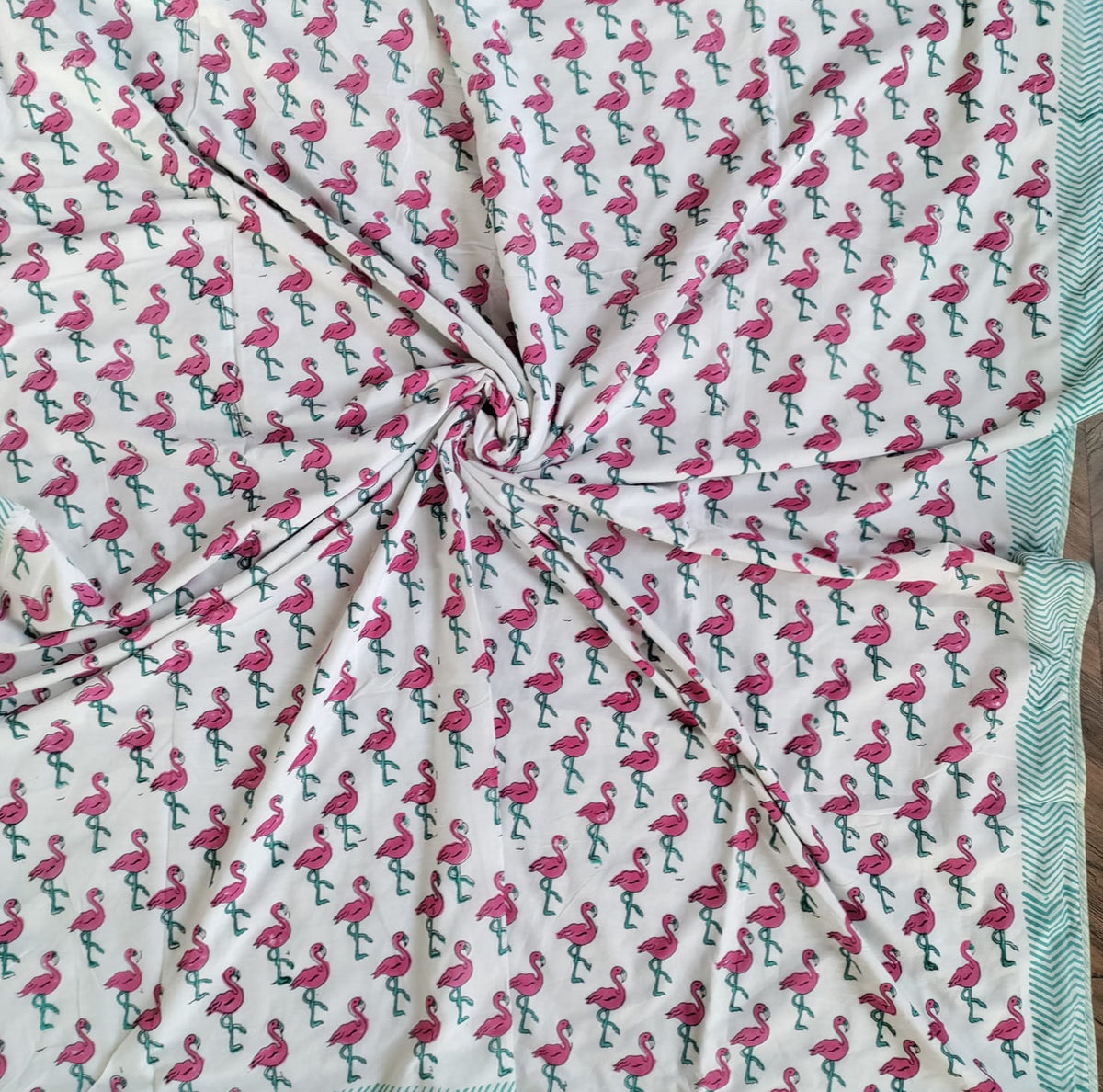 Kids Handblock Printed Mulmul Single Dohar - Flamingo Fun