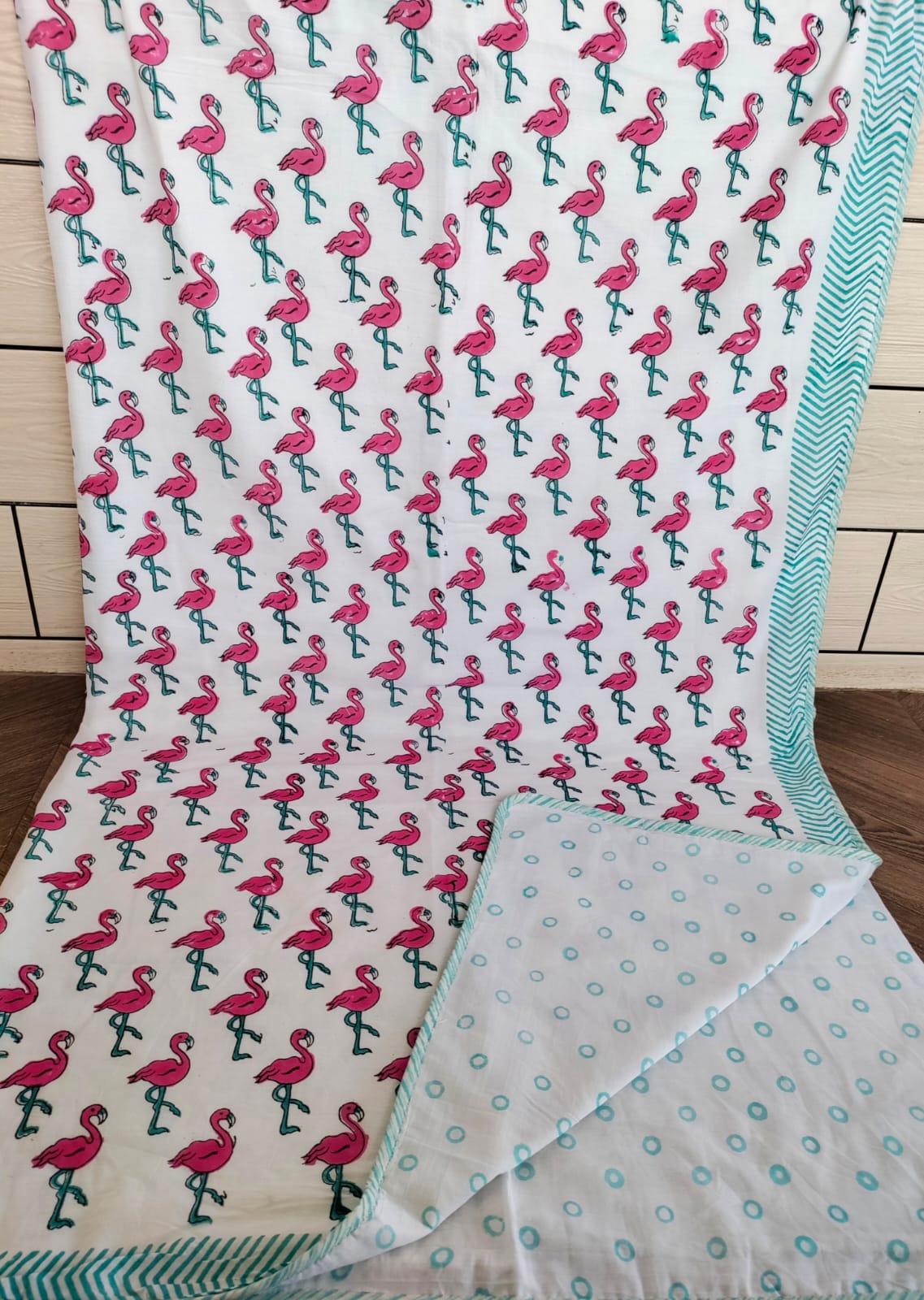 Kids Handblock Printed Mulmul Single Dohar - Flamingo Fun