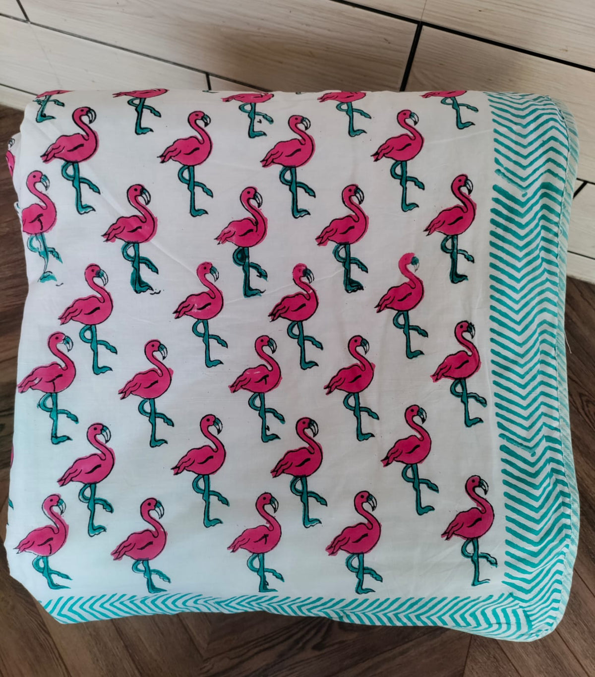 Kids Handblock Printed Mulmul Single Dohar - Flamingo Fun