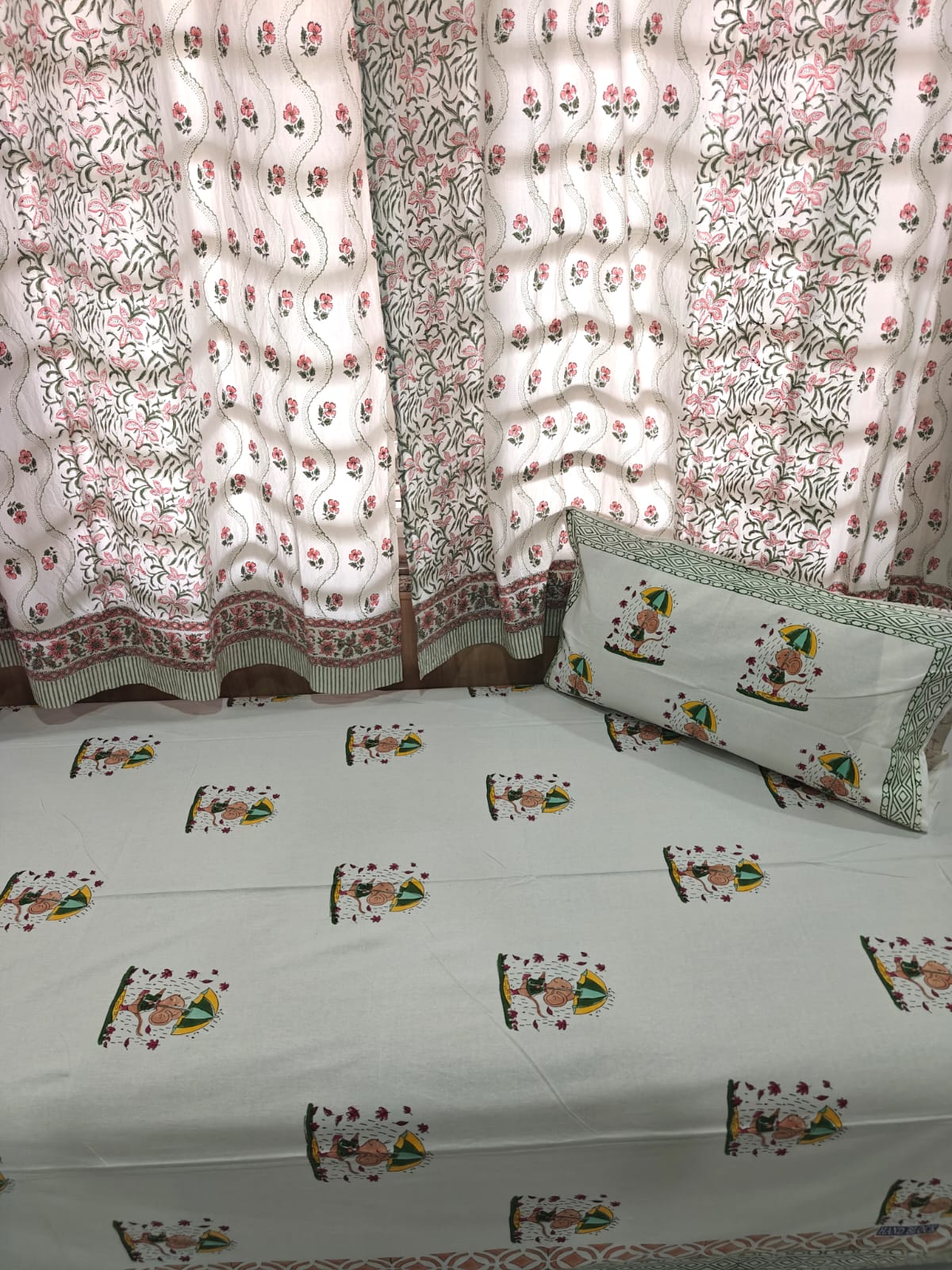 Handblock Printed Cotton Kids Single Bedsheet - Monsoon Ellie