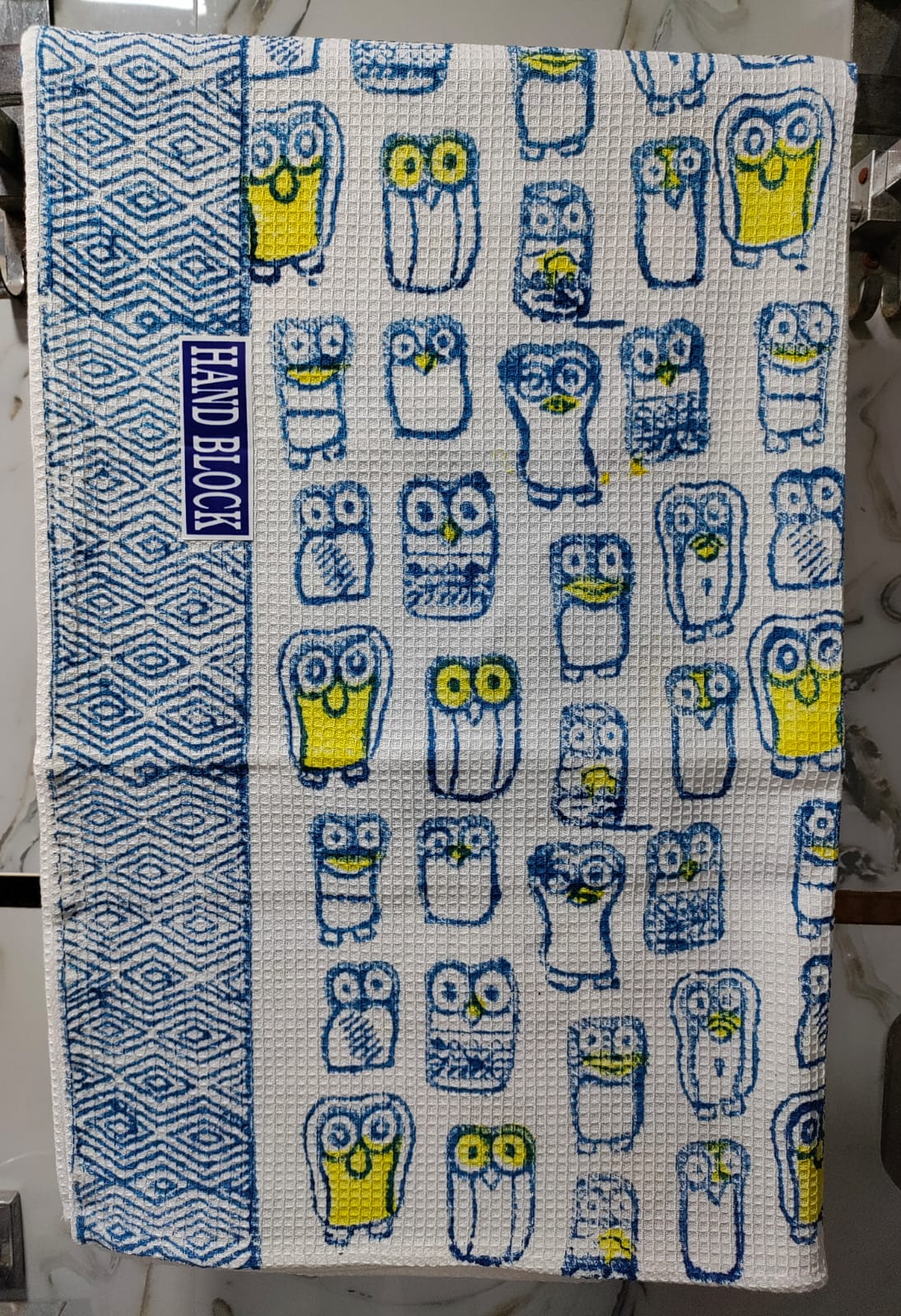 Kids Handblock Printed Waffle Cotton Bath Towel - Little Wise Owls