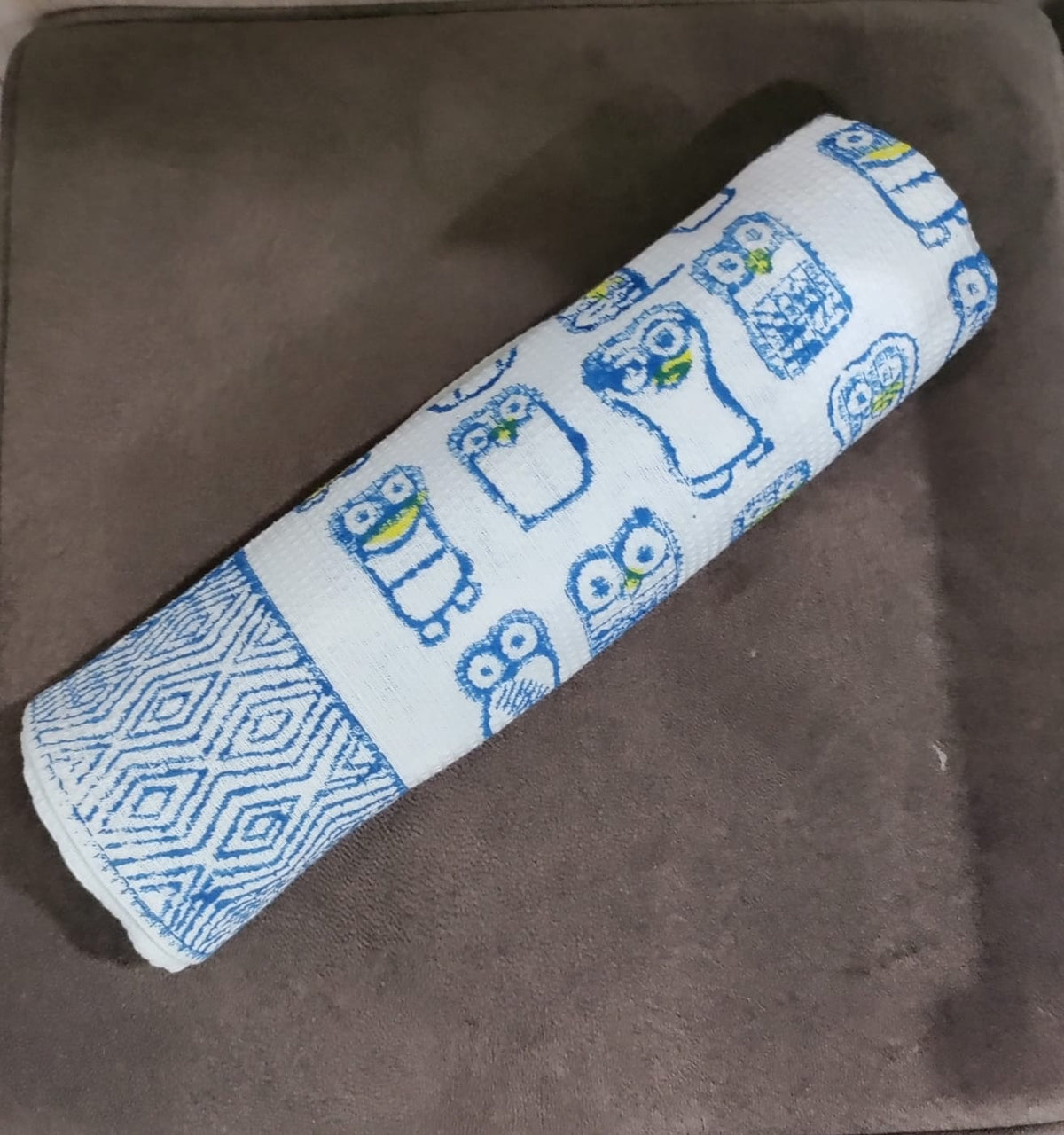 Kids Handblock Printed Waffle Cotton Bath Towel - Little Wise Owls